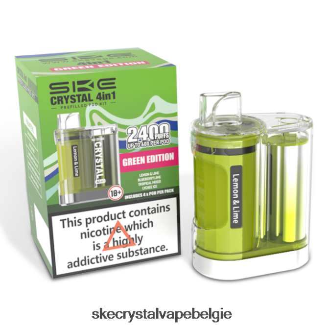 SKE crystal 2400 4 in 1 podkit gemengd - SKE Vape Checker groene editie 4B04ZJ97